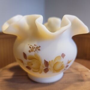 VTG FENTON CUSTARD GLASS BOWL Signed